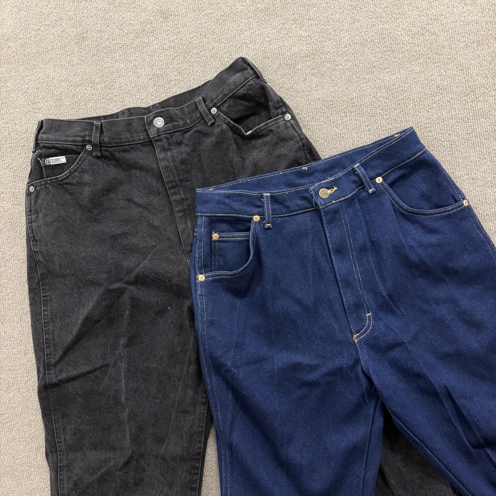 VTG Lot Of 2 Lee Rider Dark Blue / Black Mom High Waisted Bootcut Jeans Sz 16